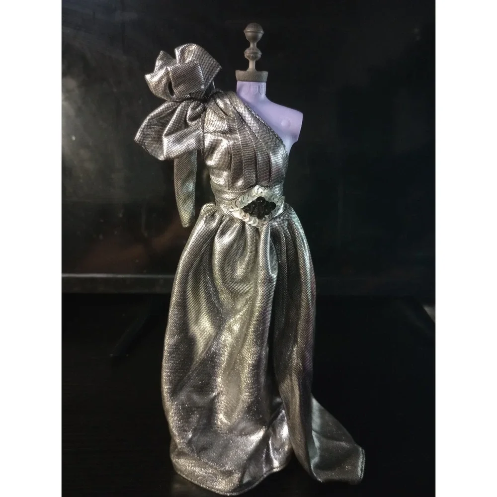 Barbie Doll Fashion Outfit Lot Purple Beaded Gown & Silver One-Shoulder Evening - Picture 4 of 6